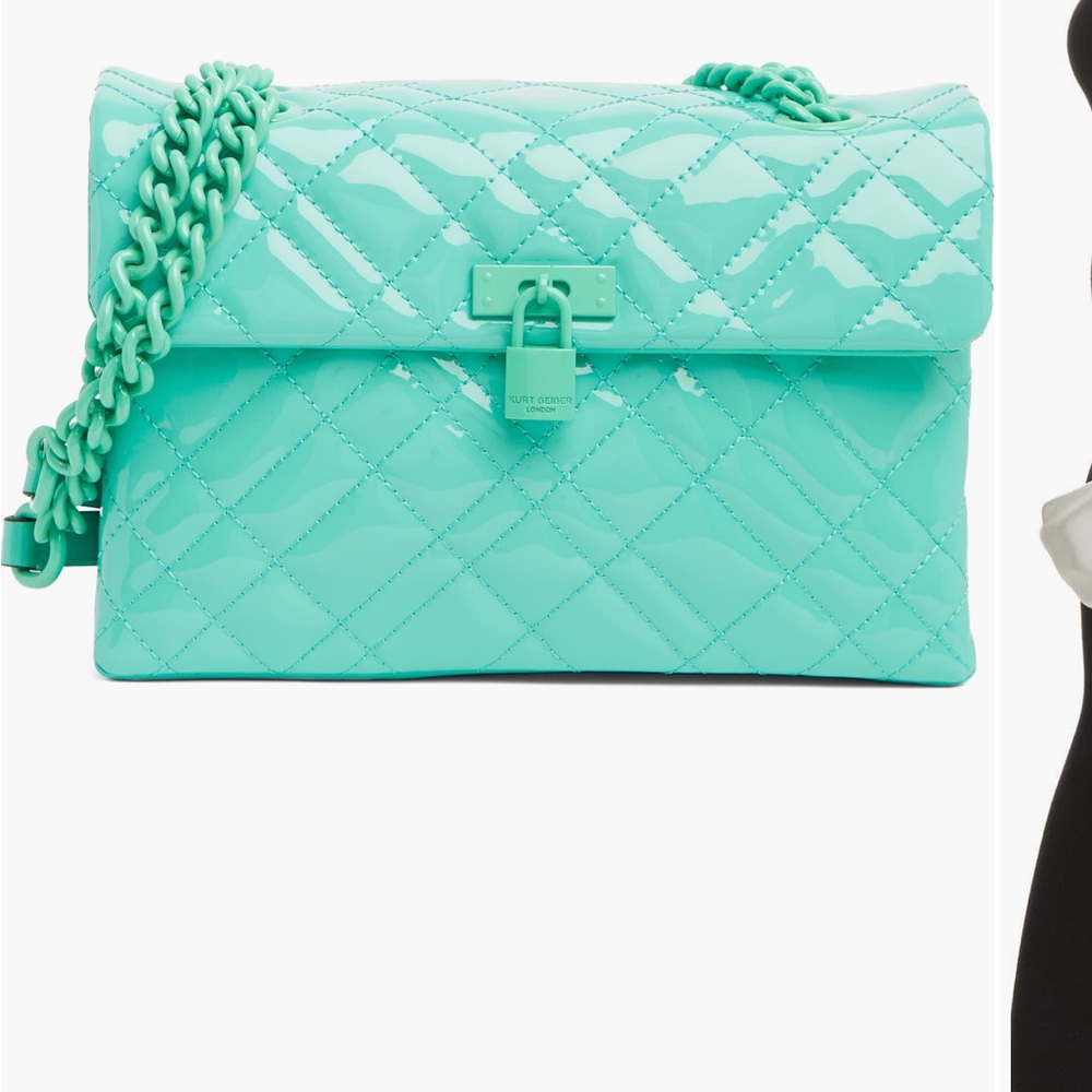 Kurt Geiger Green Quilted Shoulder Bag with Chain Strap